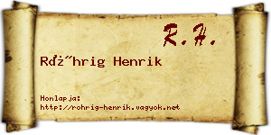 Röhrig Henrik névjegykártya